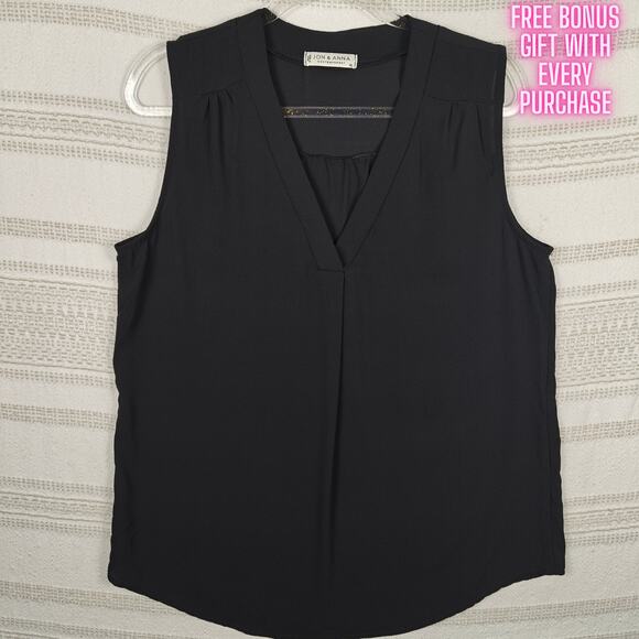 Jon & Anna Black Sleeveless V-Neck Blouse Tank Top Size XL NEW - Picture 1 of 8